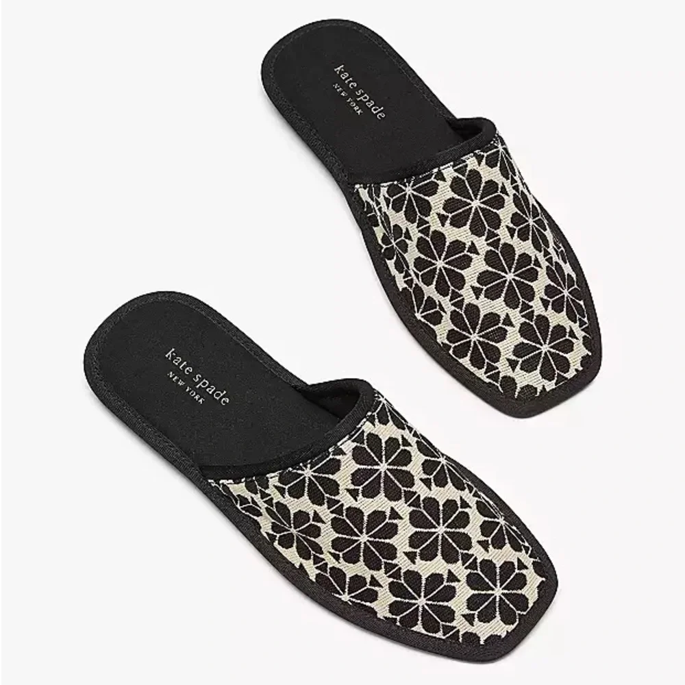 NWT Kate Spade Spade Flower Jacquard Dove Slippers - Picture 1 of 7